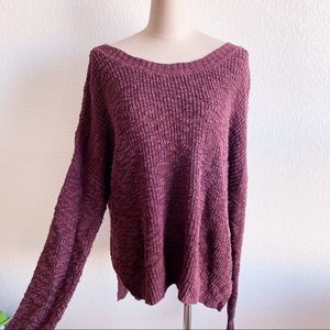 COPY - BKE Cranberry Sweater with Lace Up Back